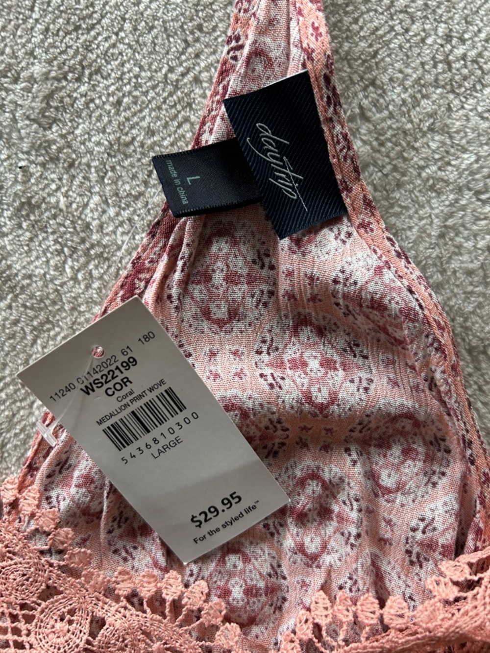 Pink Floral Lace-Trim Racerback Cami - Picture 3 of 4
